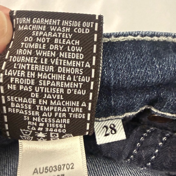 7 For All Mankind Denim Bermuda Shorts 28 Distressed Raw Hem USA Made - Picture 6 of 10